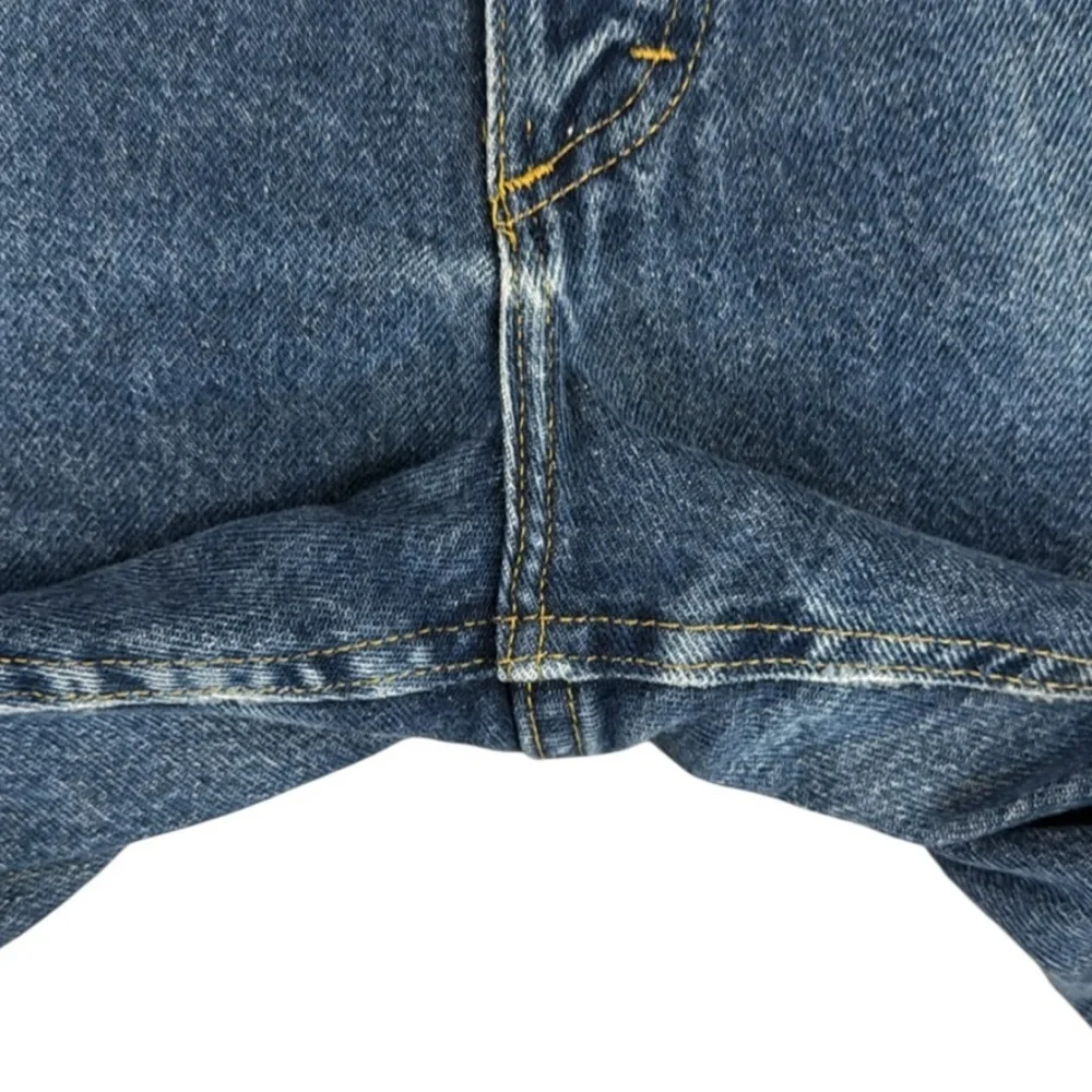 Vintage 90s Lee Straight Leg Jeans 100% Cotton Dark Blue Patch 1889 Button 31x33 - Picture 8 of 14